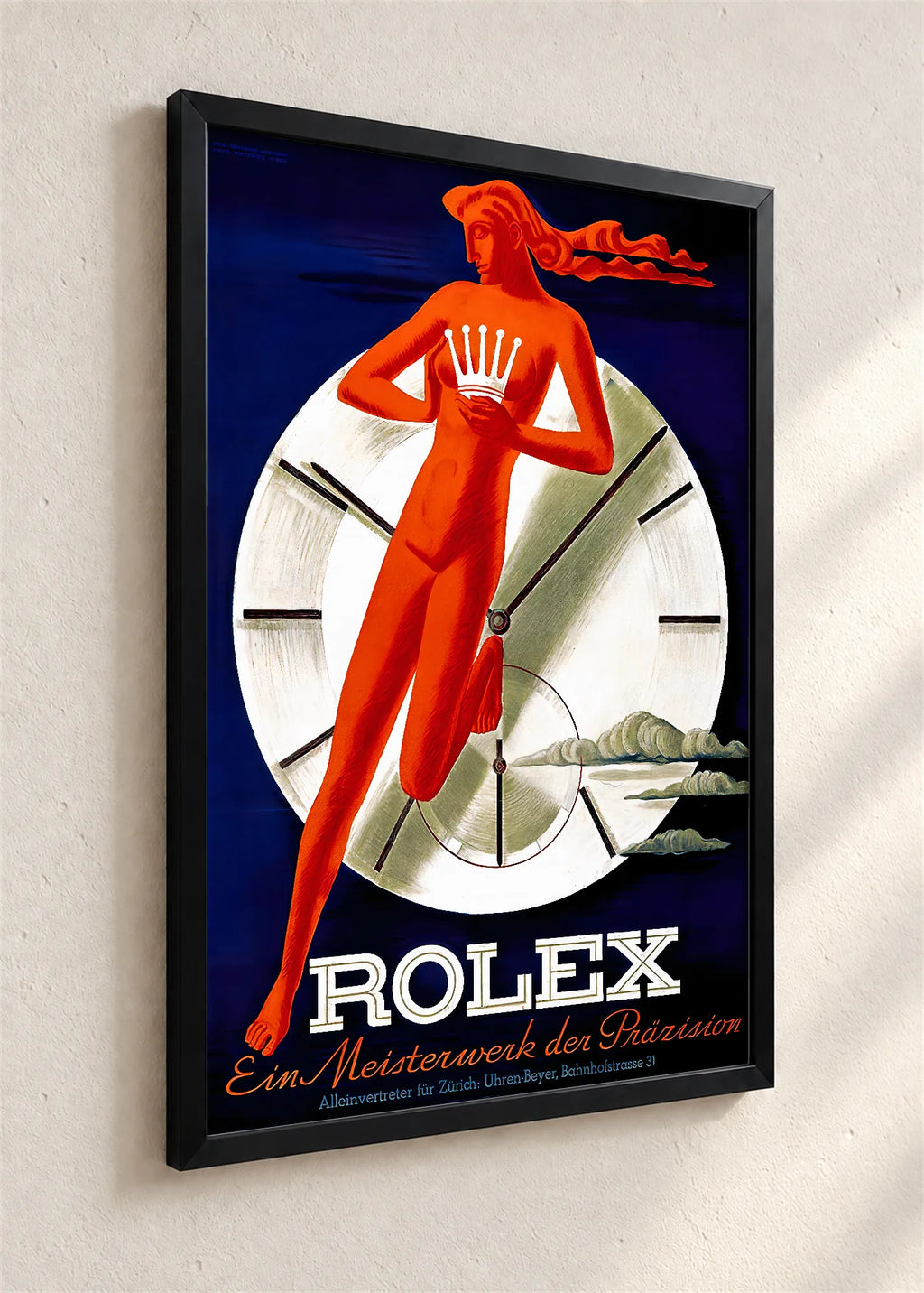 Rolex, reklamni plakat, crni ram iz ugla