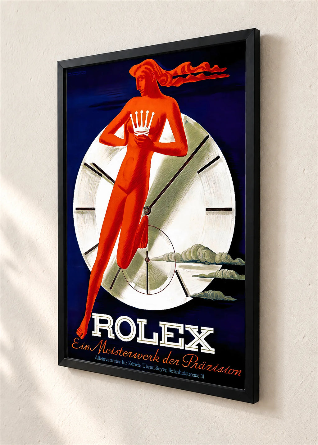 Rolex, reklamni plakat, crni ram, detalj