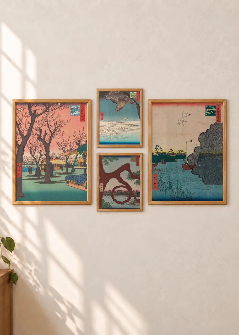 Utagawa Hiroshige: set od 4 postera, ceo set u braon ramovima