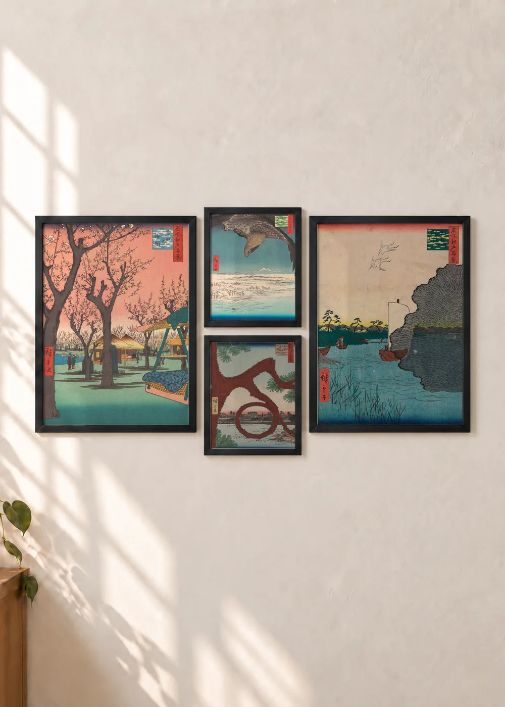 Utagawa Hiroshige: set od 4 postera, ceo set u crnim ramovima
