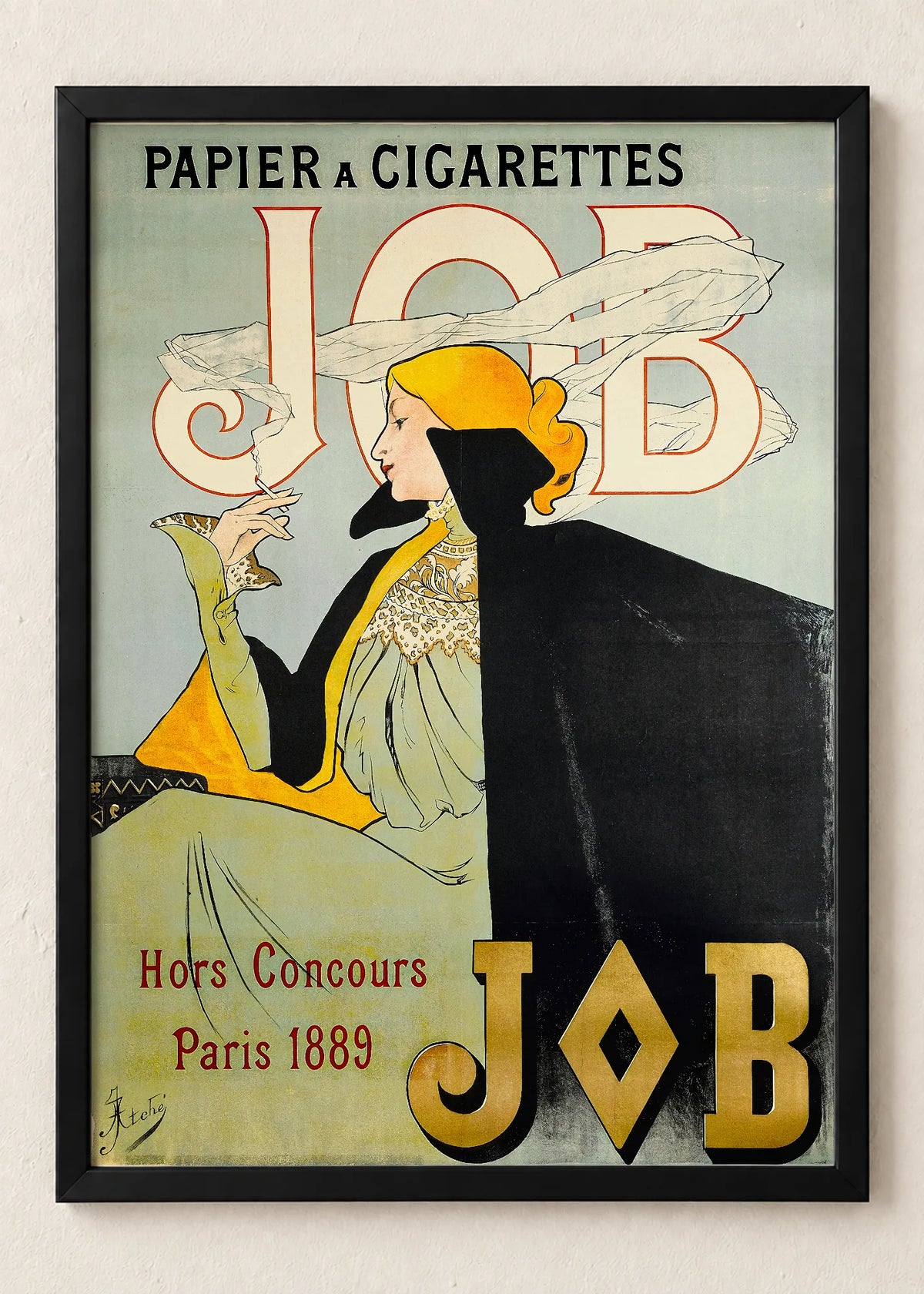 Vintage reklame: JOB, Robette i L’Ermitage, JOB, Papier à Cigarettes, u crnim ramu
