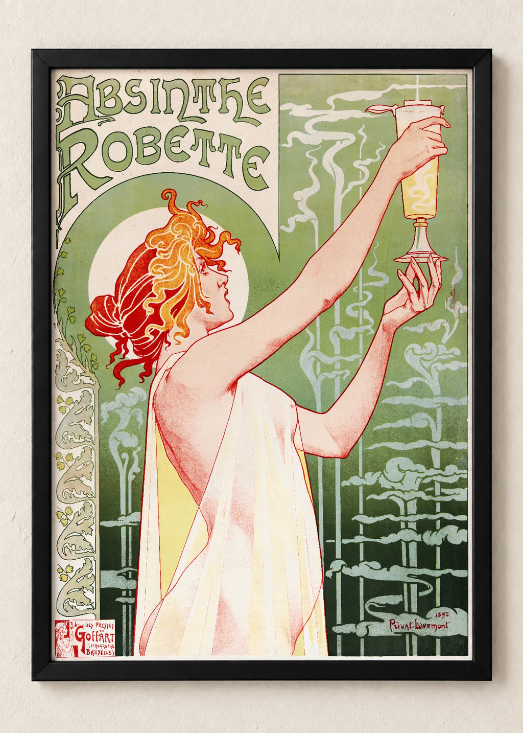 Vintage reklame: JOB, Robette i L’Ermitage, Absinthe Robette, u crnim ramu