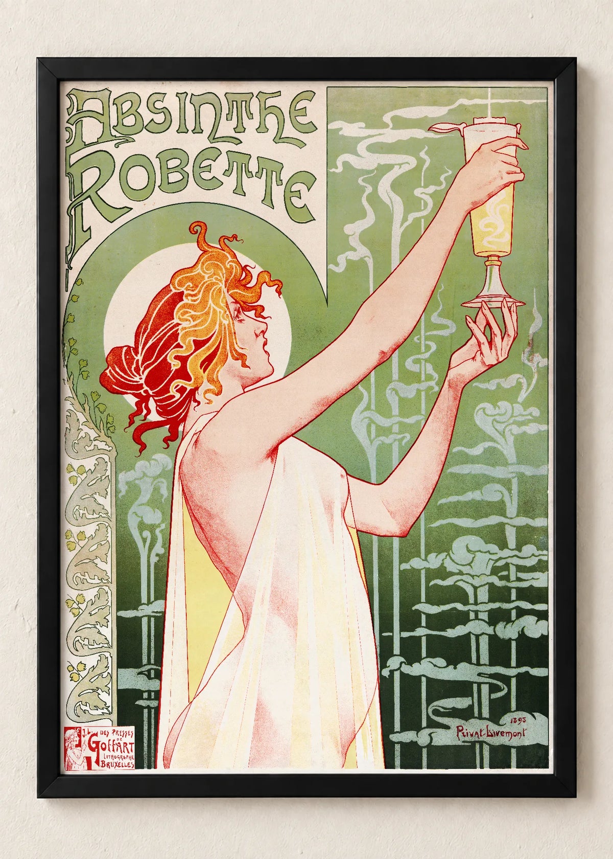 Vintage reklame: JOB, Robette i L’Ermitage, Absinthe Robette, u crnim ramu