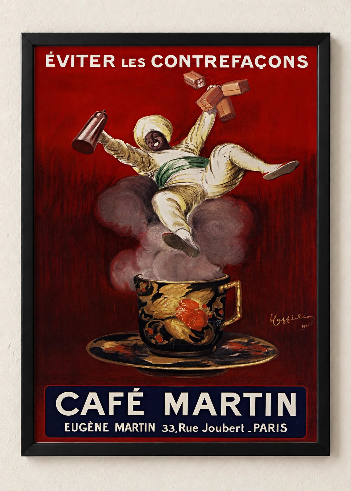 Vintage reklame: kafa, konjak i Campari, Café Martin, u crnim ramu