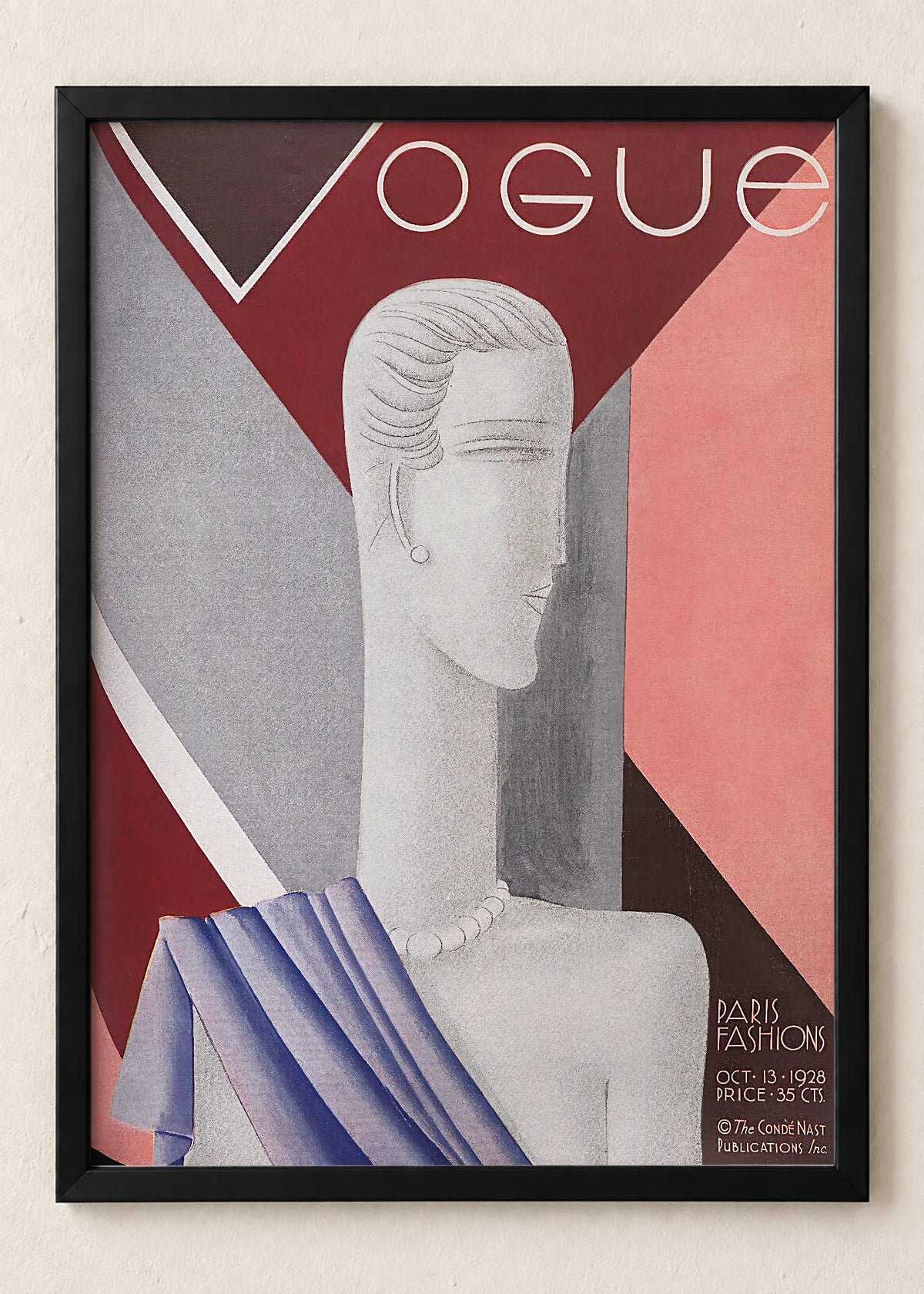 Vogue: tri modne naslovnice, Vogue, Paris Fashions, oktobar 1928, u crnim ramu