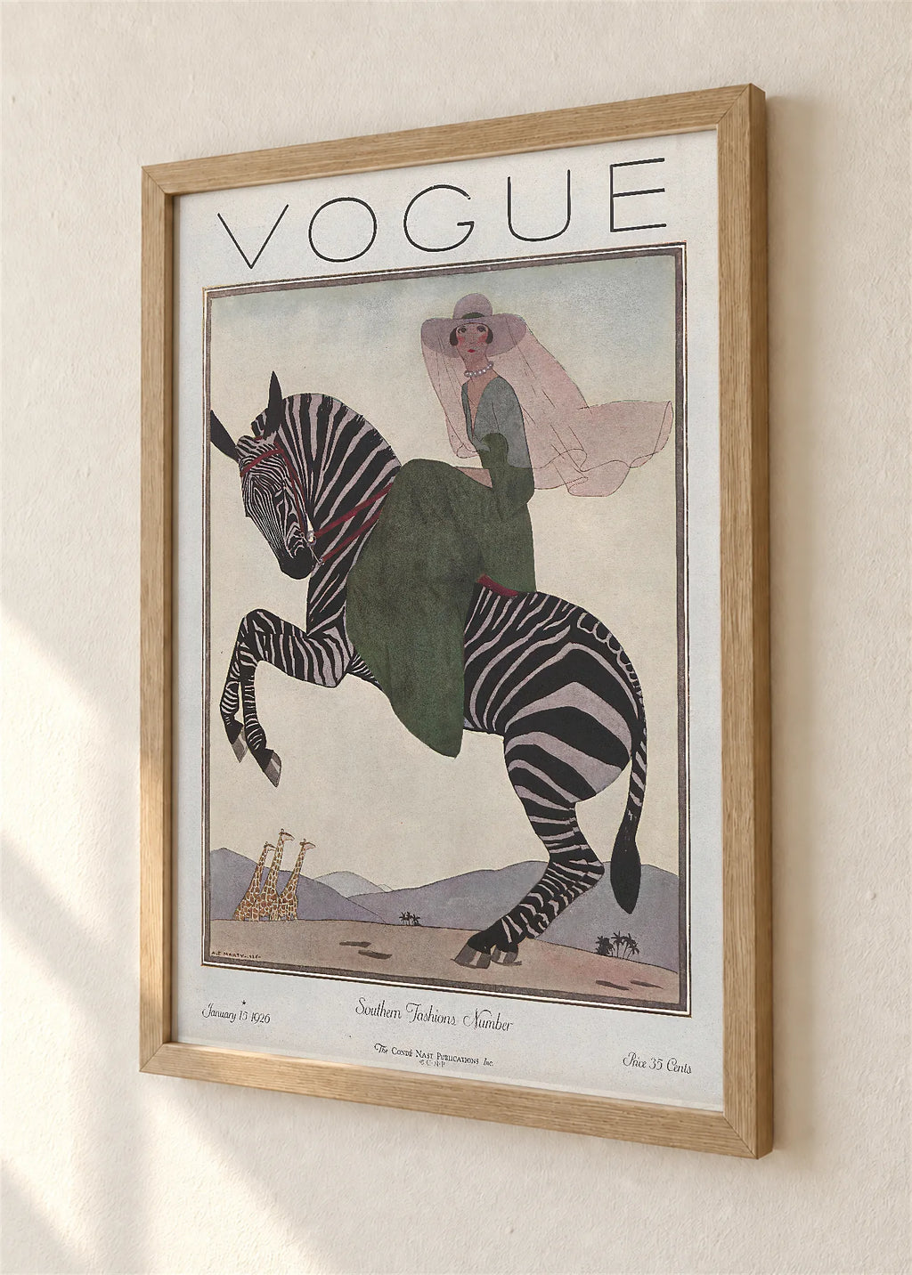 Vogue, naslovnica iz januara 1926., braon ram, detalj