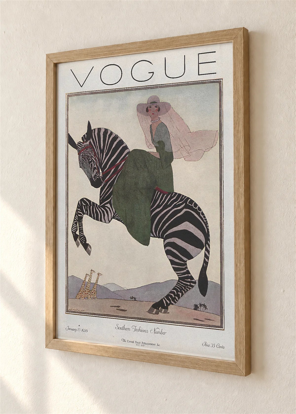 Vogue, naslovnica iz januara 1926., braon ram, detalj
