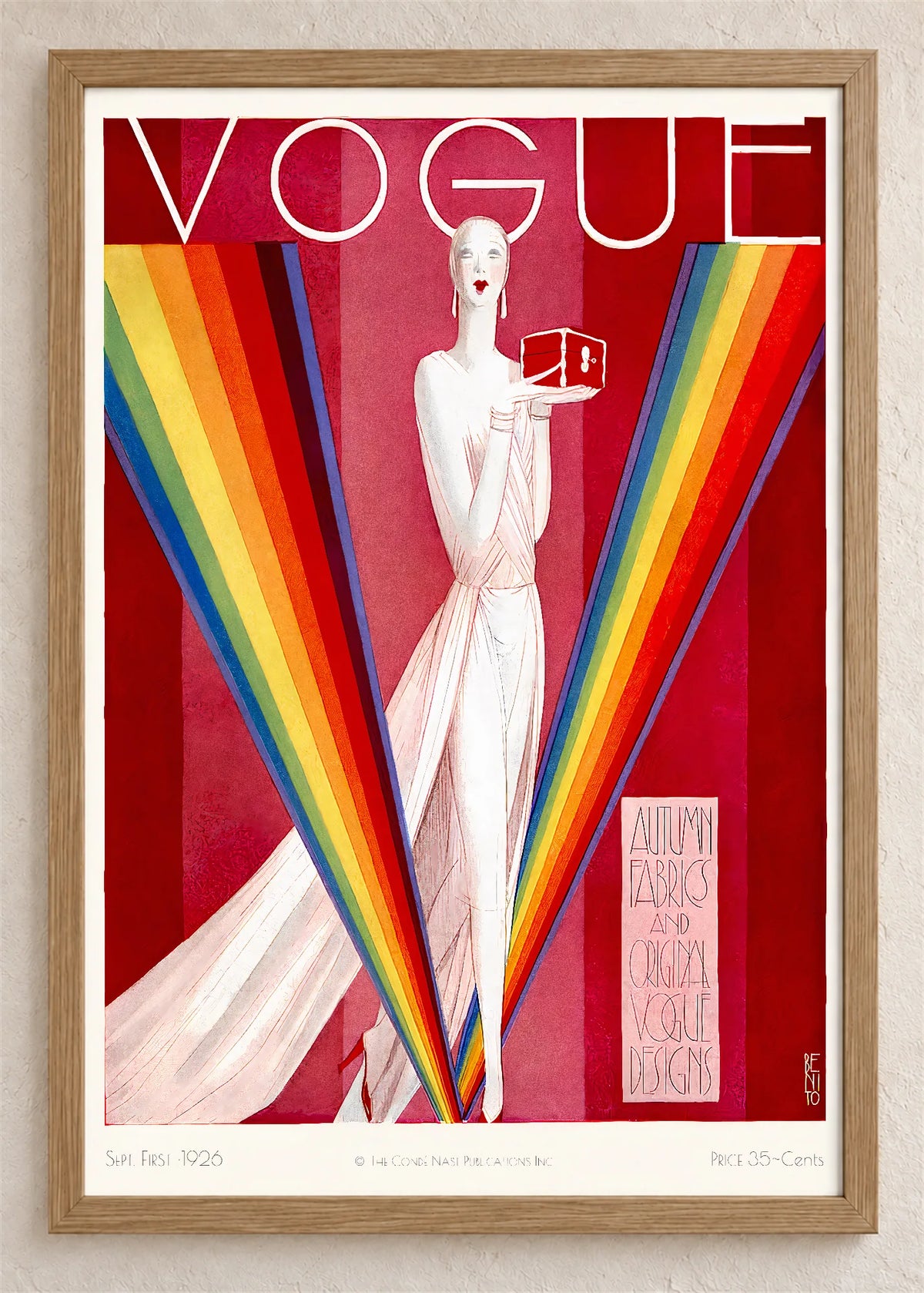 Vogue, naslovnica iz septembra 1926., poster u braon drvenom ramu
