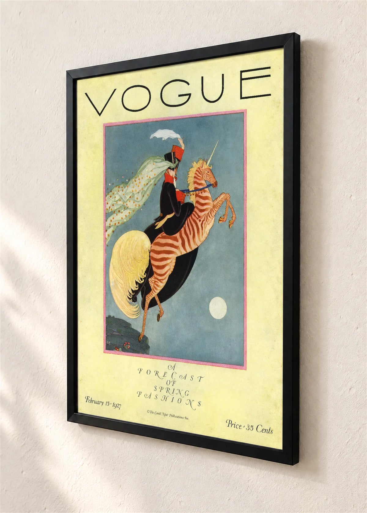 Vogue, naslovnica iz februara 1927., crni ram, detalj