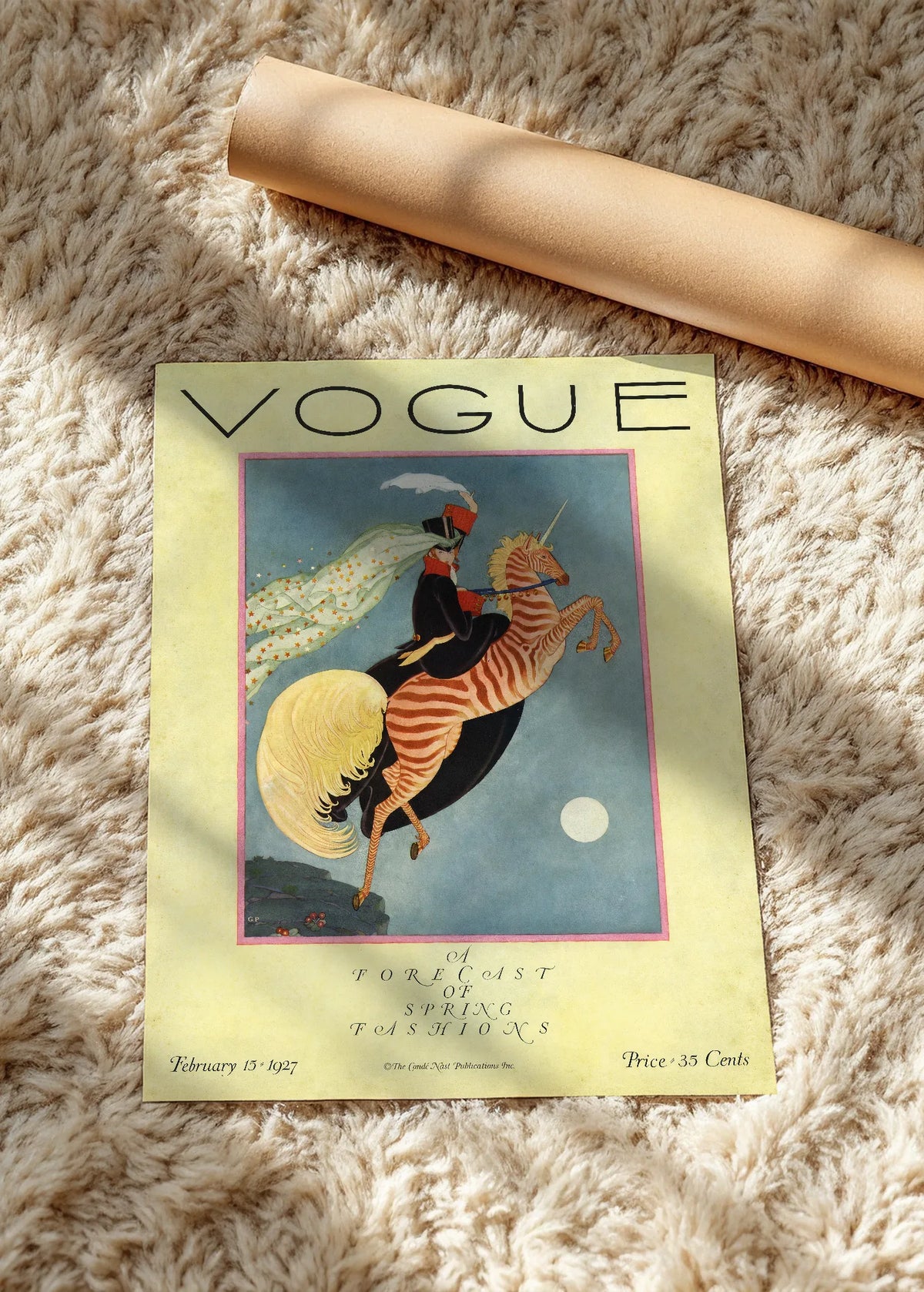 Vogue, naslovnica iz februara 1927., poster bez rama