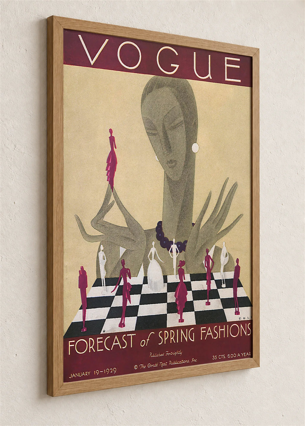 Vogue, naslovnica iz januara 1929., braon ram iz ugla