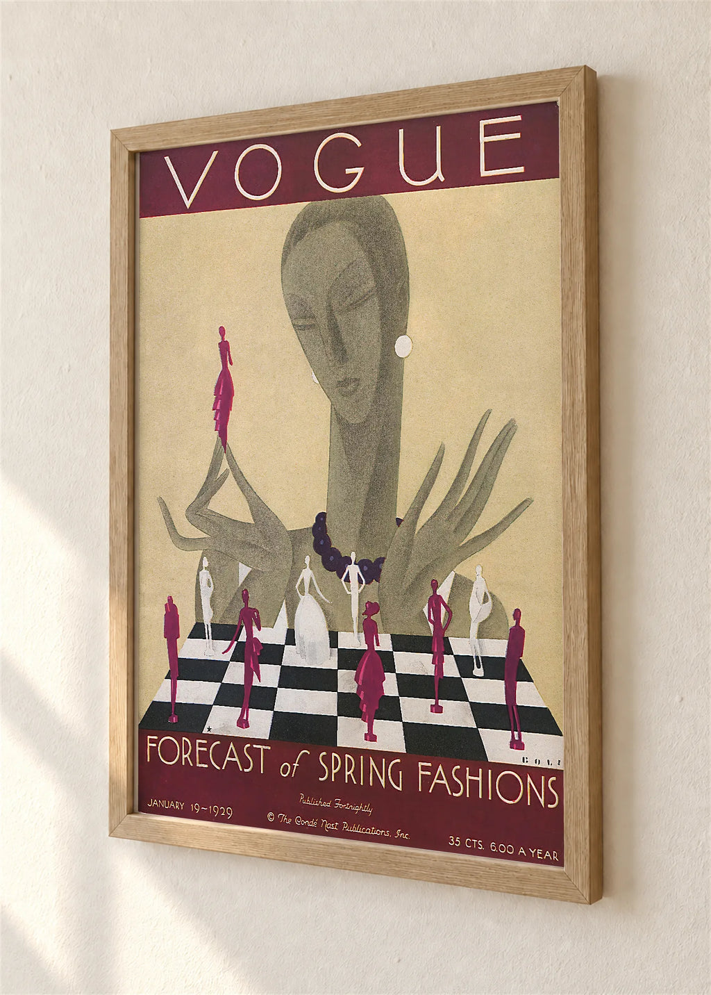 Vogue, naslovnica iz januara 1929., braon ram, detalj