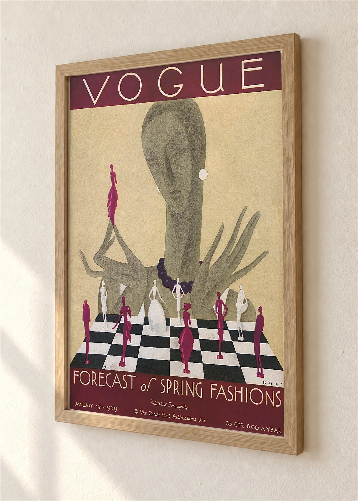 Vogue, naslovnica iz januara 1929., braon ram, detalj