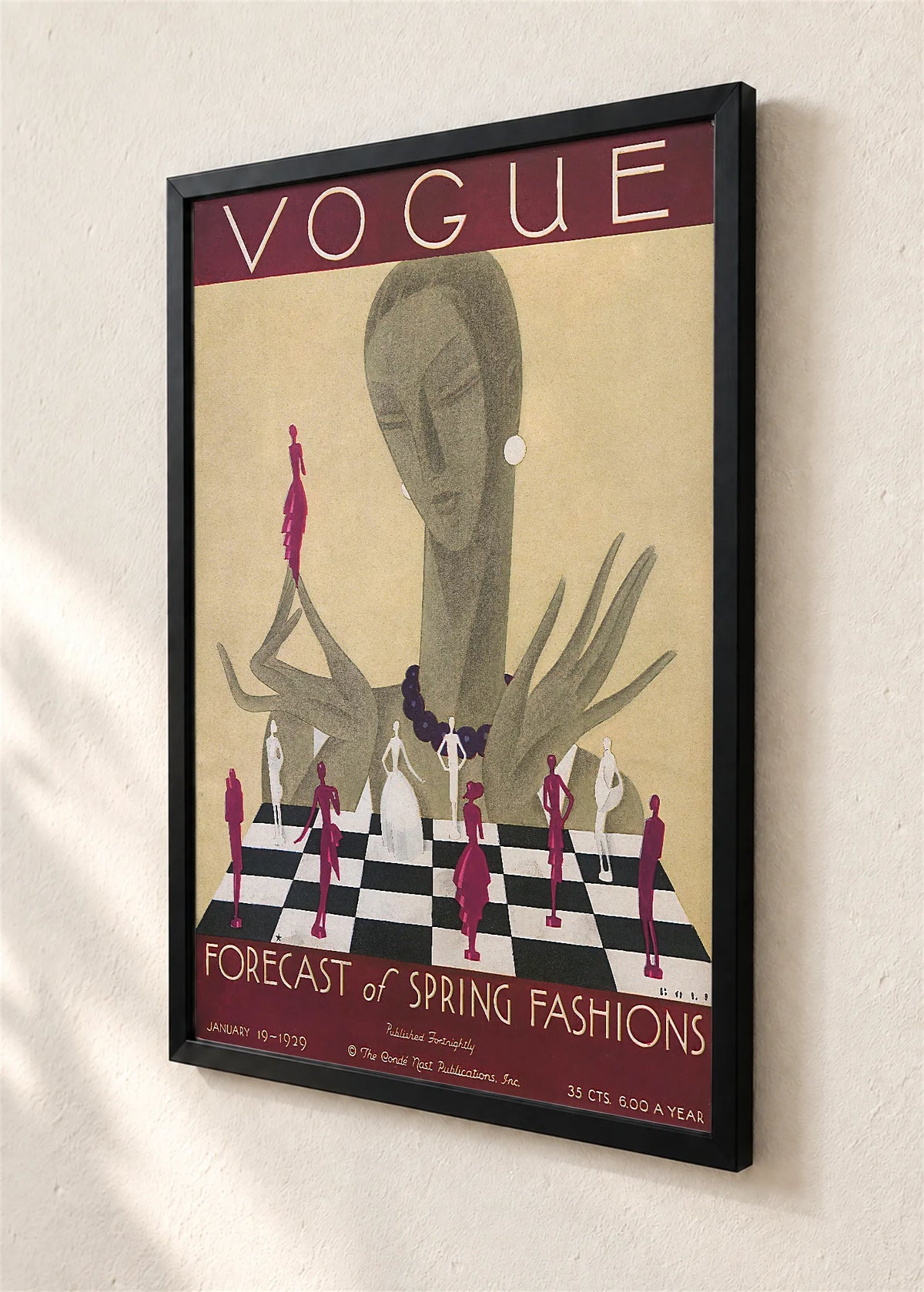 Vogue, naslovnica iz januara 1929., crni ram, detalj
