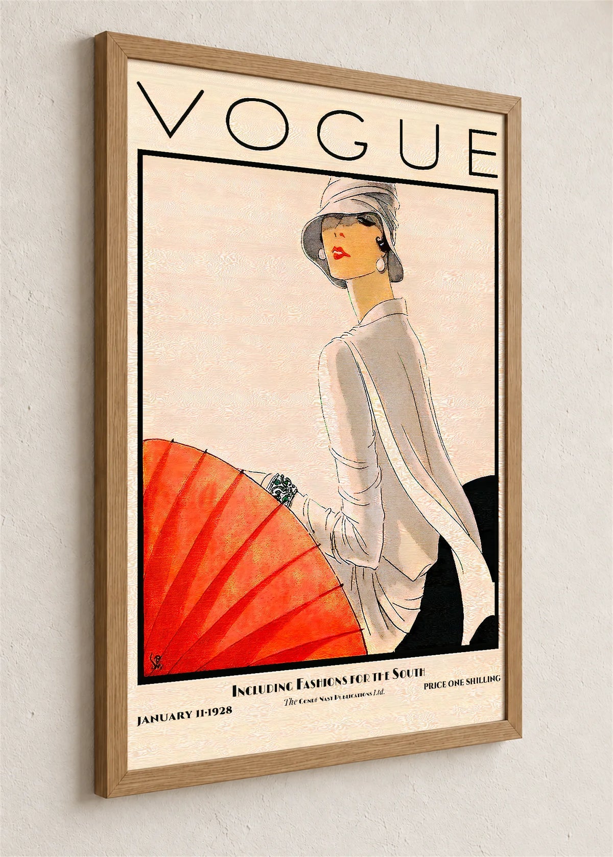 Vogue, naslovnica iz januara 1928., braon ram iz ugla