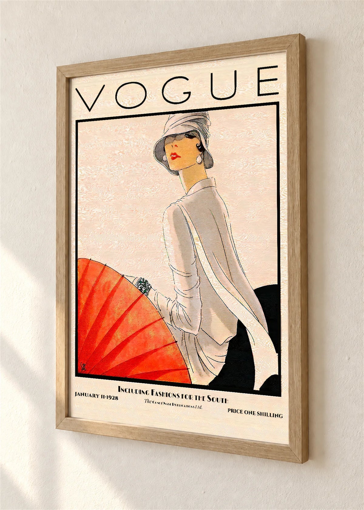 Vogue, naslovnica iz januara 1928., braon ram, detalj