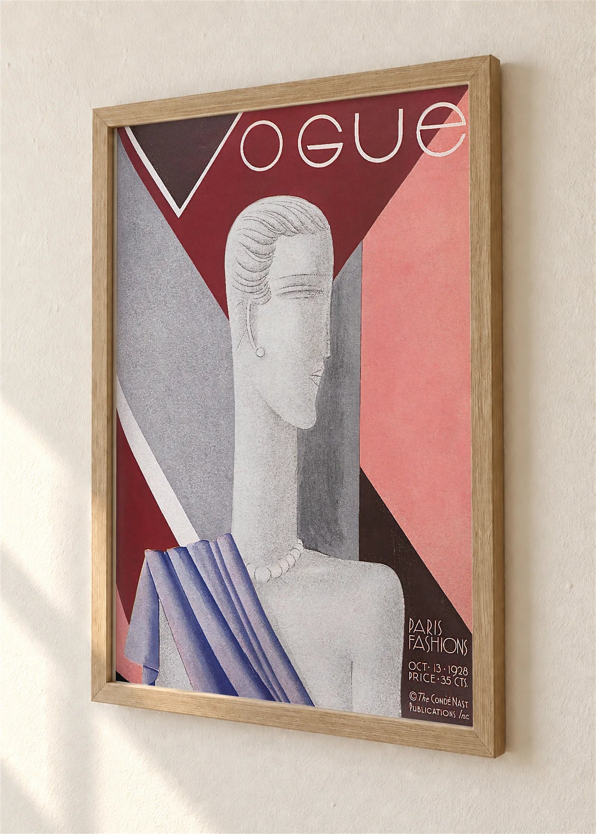 Vogue, pariska moda, oktobar 1928., braon ram, detalj